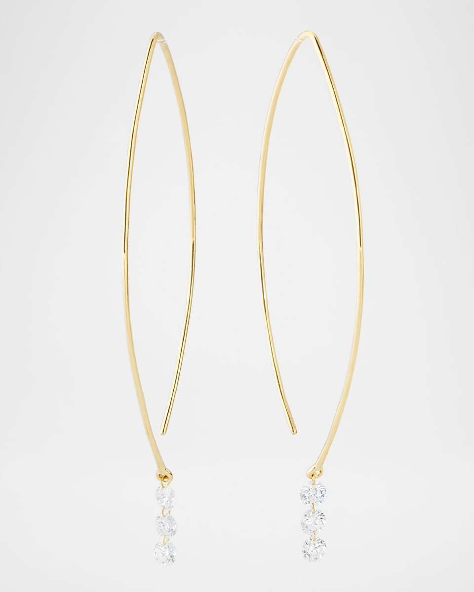 18K Yellow Gold Floating Diamond Earrings